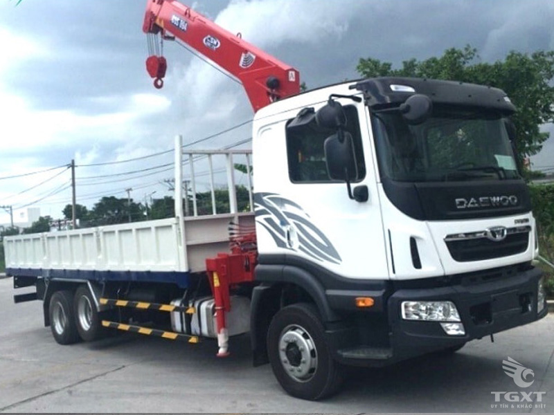 Xe Tải Daewoo 12 Tấn 3 Trục Rút Gắn Cẩu Unic 5 Tấn 4 Khúc