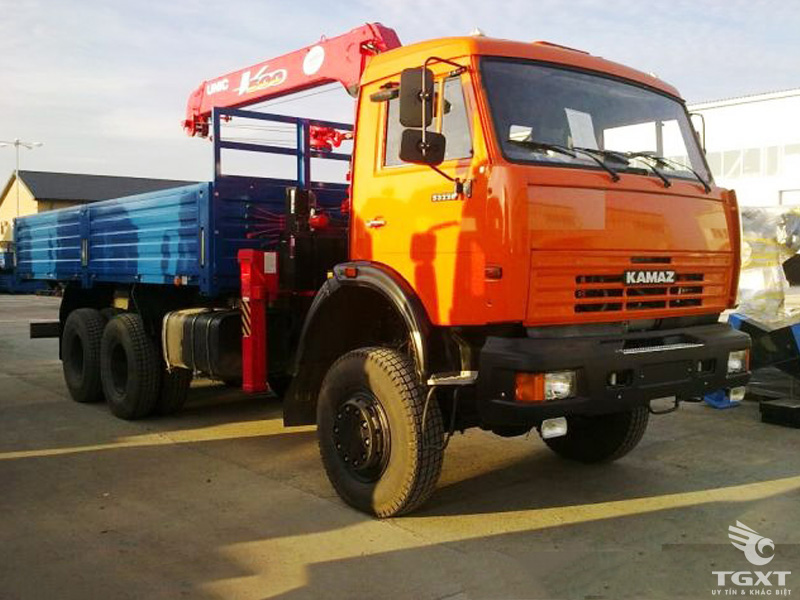 Xe Tải Kamaz 13 Tấn 3 Chân Gắn Cẩu Unic 3 Tấn 4 Khúc