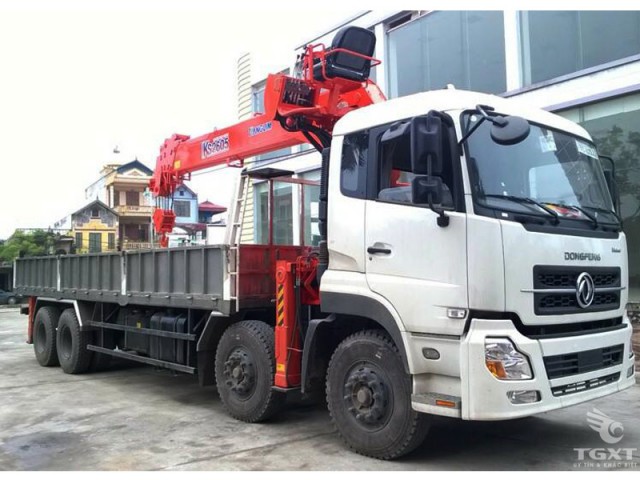 Xe Tải Dongfeng L340 4 Chân 15 Tấn Gắn Cẩu Kanglim 10 Tấn